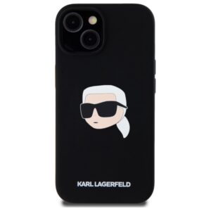 Karl Lagerfeld KLHMP15SSKHPPLK Apple iPhone 15 6.1" dėklas telefonui juodos spalvos silikoninis Karl Head Print MagSafe - Image 3