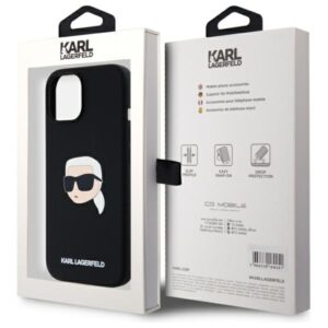 Karl Lagerfeld KLHMP15SSKHPPLK Apple iPhone 15 6.1" dėklas telefonui juodos spalvos silikoninis Karl Head Print MagSafe - Image 8