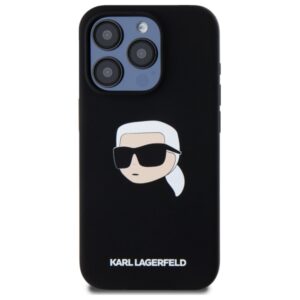 Karl Lagerfeld KLHMP15LSKHPPLK Apple iPhone 15 Pro 6.1" dėklas telefonui juodos spalvos silikoninis Karl Head Print MagSafe - Image 3