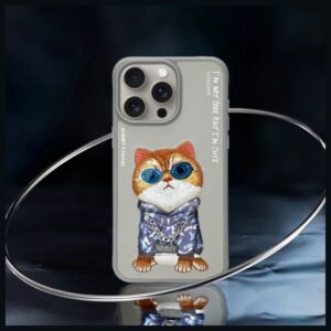 Nimmy Apple iPhone 15 Pro 6.1" dėklas telefonui pilkos spalvos Glasses Cool Cat - Image 8