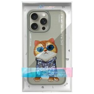 Nimmy Apple iPhone 15 Pro 6.1" dėklas telefonui pilkos spalvos Glasses Cool Cat - Image 9
