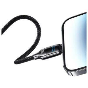 USAMS Kabelis USB-C į Lightning 30W 1.2m   Digital Display Zinc Alloy Fast Charging Data Cable HX Series SJ741USB02 (US-SJ741) - Image 3