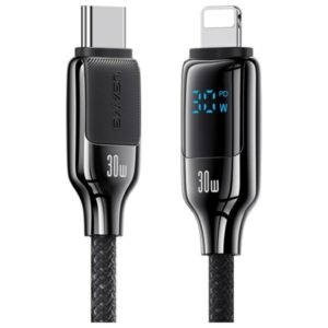 USAMS Kabelis USB-C į Lightning 30W 1.2m   Digital Display Zinc Alloy Fast Charging Data Cable HX Series SJ741USB02 (US-SJ741) - Image 4