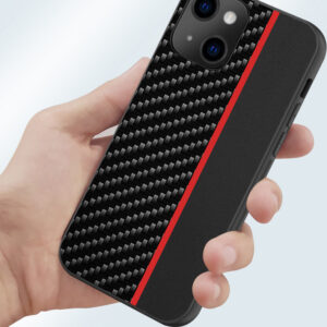 Tel Protect CARBON dėklas skirtas Xiaomi Redmi 9 juodos spalvos with red stripe - Image 4
