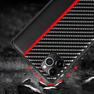 Tel Protect CARBON dėklas skirtas Xiaomi Redmi Note 10/Note 10S/Poco M5S juodos spalvos with red stripe - Image 7