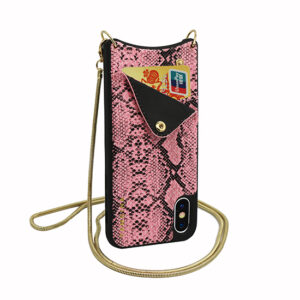 Krepšys telefonui - SNAKE Leather - Apple iPhone XS Max rožinės spalvos - Image 2