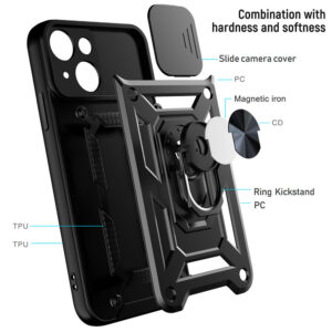 Slide Camera Armor dėklas skirtas Xiaomi Redmi 9A juodos spalvos - Image 3