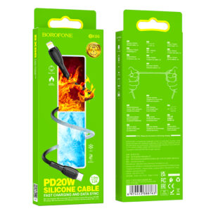 Borofone kabelis BX86 Advantage - Type C į Lightning - PD 20W 1 metras juodos spalvos - Image 5