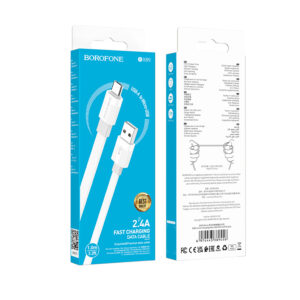 Borofone Kabelis BX89 Union - USB į Micro USB - 2,4A 1 metras baltos spalvos-pilkos spalvos - Image 5