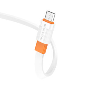 Borofone Kabelis BX89 Union - USB į Micro USB - 2,4A 1 metras baltos spalvos-oranžinės spalvos - Image 3