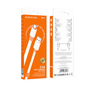 Borofone Kabelis BX89 Union - USB į Micro USB - 2,4A 1 metras baltos spalvos-oranžinės spalvos - Image 5