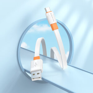 Borofone Kabelis BX89 Union - USB į Micro USB - 2,4A 1 metras baltos spalvos-oranžinės spalvos - Image 4