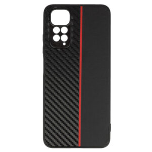 Tel Protect CARBON dėklas skirtas Xiaomi Redmi Note 11 Pro/Note 11 Pro 5G juodos spalvos with red stripe - Image 2