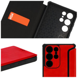 Razor Leather Book dėklas skirtas Samsung Galaxy S23 Plus raudonos spalvos - Image 7