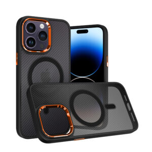 Tel Protect Magnetic Carbon dėklas skirtas Apple iPhone 12/12 Pro juodas-oranžinis - Image 4