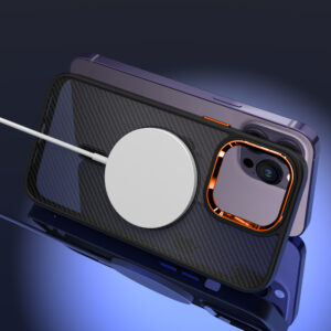 Tel Protect Magnetic Carbon dėklas skirtas Apple iPhone 12/12 Pro juodas-oranžinis - Image 5