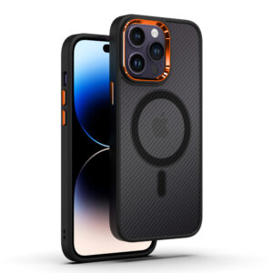 Tel Protect Magnetic Carbon dėklas skirtas Apple iPhone 12/12 Pro juodas-oranžinis - Image 7