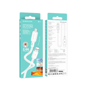 Borofone Kabelis BX94 Crystal color - USB į Micro USB - 2,4A 1 metras baltos spalvos - Image 5