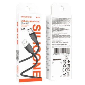 Borofone Kabelis BX99 Method - USB į MicroUSB - 2,4A 1 metras juodos spalvos - Image 5