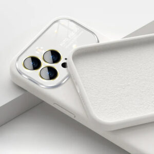 Soft Silicone Lens dėklas skirtas Apple iPhone 12 baltos spalvos - Image 2