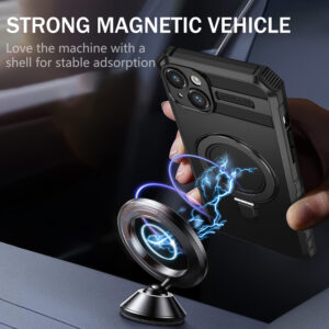 Tel Protect Armor Magsafe Metal Ring dėklas skirtas Apple iPhone 15 Plus juodos spalvos - Image 5