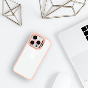 Tel Protect Kickstand dėklas + apsauginis stiklas kamerai (lens) skirtas Apple iPhone 13 Pro light rožinės spalvos - Image 7