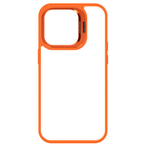 Tel Protect Kickstand dėklas + apsauginis stiklas kamerai (lens) skirtas Apple iPhone 15 oranžinės spalvos - Image 5