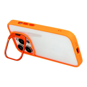 Tel Protect Kickstand dėklas + apsauginis stiklas kamerai (lens) skirtas Apple iPhone 15 Pro oranžinės spalvos - Image 6