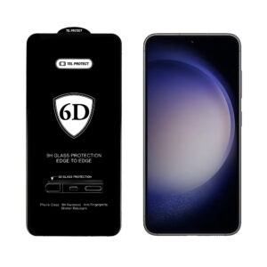 Full Glue 6D Apsauginis stiklas skirtas Samsung Galaxy S22/S23 BLACK (with fingerprint unlock) - Image 4