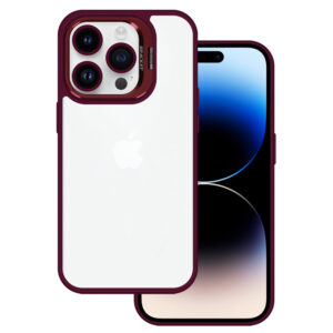 Tel Protect Kickstand dėklas + apsauginis stiklas kamerai (lens) skirtas Apple iPhone 12 burgundy - Image 2