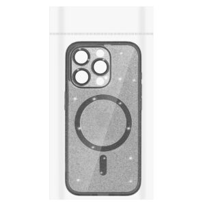 Glitter Magsafe dėklas skirtas Apple iPhone 14 Pro black skaidrus - Image 5