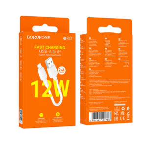 Borofone kabelis BX93 Super Power - USB į Lightning - PD 20W 0,25 metras baltos spalvos - Image 9