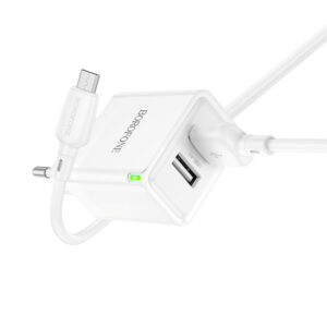 Borofone Laidinis įkroviklis BN15 Strong - 2xUSB - 2,1A su USB į Micro USB kabeliu baltos spalvos - Image 3