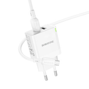 Borofone Laidinis įkroviklis BN15 Strong - 2xUSB - 2,1A su USB į Micro USB kabeliu baltos spalvos - Image 4