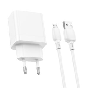 Borofone Laidinis įkroviklis BN15 Strong - 2xUSB - 2,1A su USB į Micro USB kabeliu baltos spalvos - Image 5