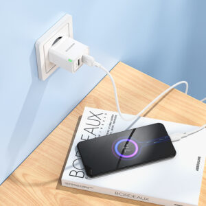 Borofone Laidinis įkroviklis BN15 Strong - 2xUSB - 2,1A su USB į Micro USB kabeliu baltos spalvos - Image 7