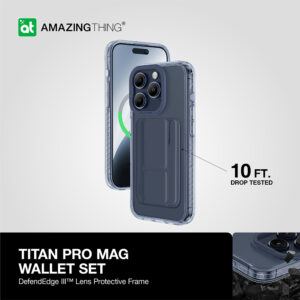 Amazing Thing Titan Pro Mag Wallet dėklas telefonui 10FT IP156.1PTWBU Apple iPhone 15 Pro mėlynos spalvos su stoveliu - Image 9