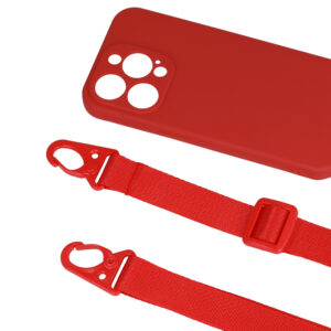 Strap silikoninis dėklas skirtas Apple iPhone 12 Pro design 2 raudonos spalvos - Image 5