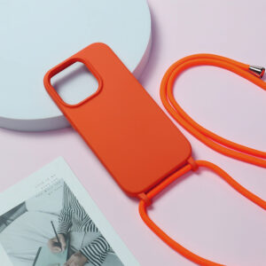 Strap silikoninis dėklas skirtas Apple iPhone 13 Pro design 1 oranžinės spalvos - Image 5