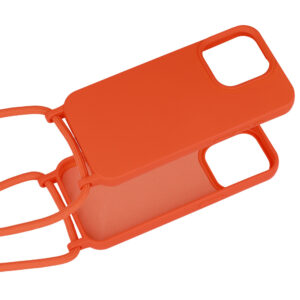 Strap silikoninis dėklas skirtas Apple iPhone 15 Plus design 1 oranžinės spalvos - Image 4