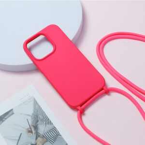 Strap silikoninis dėklas skirtas Apple iPhone 15 Plus design 1 rožinės spalvos - Image 5