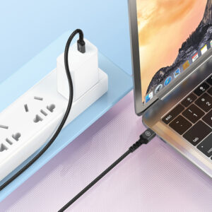 Blavec kabelis Raptor braided - USB į Lightning - 2A 3 metras (CRA-UL2BG30) juodos spalvos-pilkos spalvos - Image 3