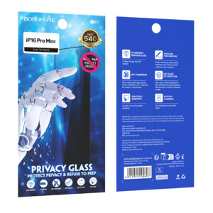 Borofone Apsauginis stiklas BF7 Diamond Armor Full Screen Anti-spy skirtas Apple iPhone 16 Pro Max - 10 vnt - Image 9