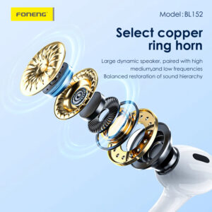 Foneng Bluetooth Ausinės TWS BL152 ANC+ENC su triukšmo slopinimu juodos spalvos - Image 4