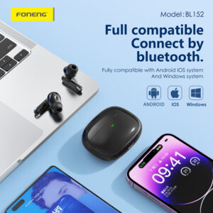 Foneng Bluetooth Ausinės TWS BL152 ANC+ENC su triukšmo slopinimu juodos spalvos - Image 5