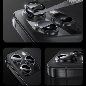 Benks Apsauginis stiklas Glass Warrior Lens Protector kameros apsauga skirta Apple iPhone 16 Pro/16 Pro Max (lens 3 vnt) transparent - Image 4