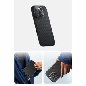 Benks Magnetic Armor Pro Kevlar dėklas Metal Frame 600D Apple iPhone 16 juodos spalvos - Image 6