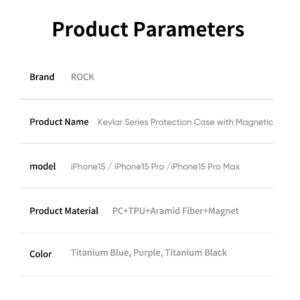 Rock Kevlar Series Aramid Fiber dėklas skirtas Apple iPhone 15 Pro Max juodos spalvos - Image 8