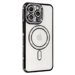 Bling Magsafe dėklas skirtas Apple iPhone 12 Pro juodos spalvos - Image 2