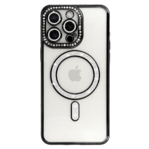 Bling Magsafe dėklas skirtas Apple iPhone 12 Pro juodos spalvos - Image 3